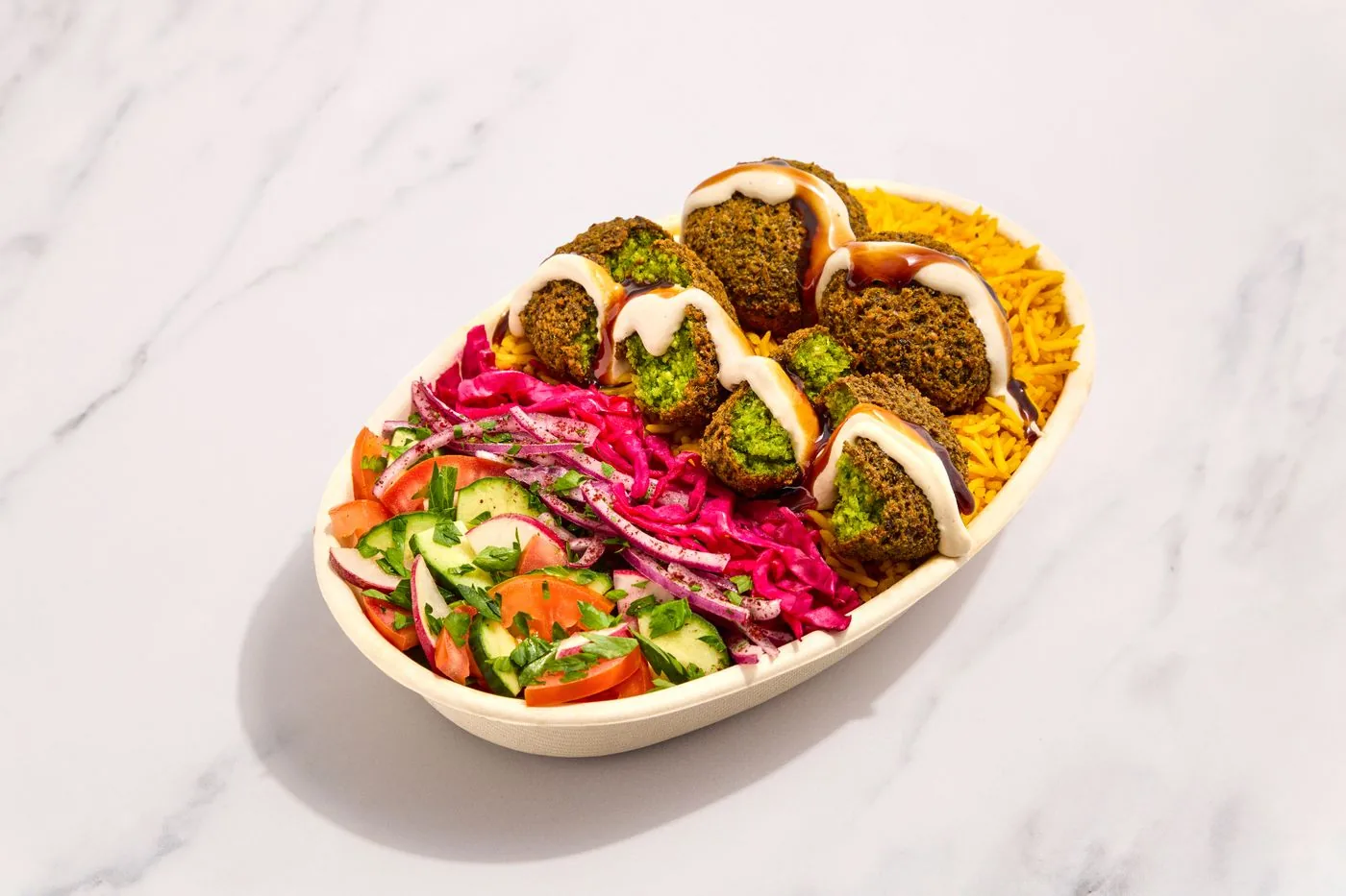 Falafel Rice Bowl at Fanoos Grills in San Francisco